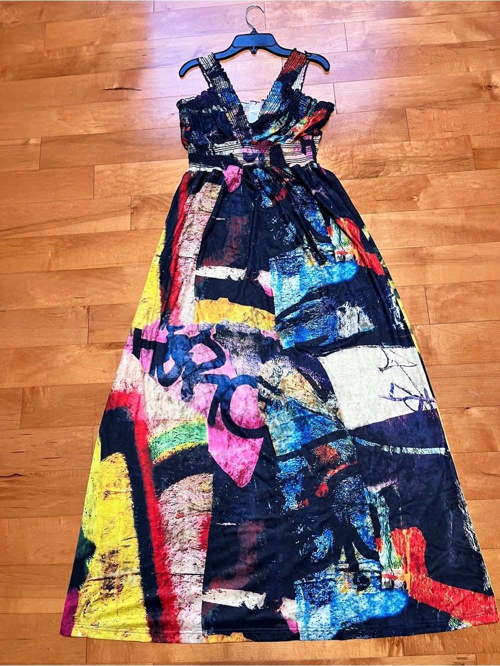 Boho Floral Ruched Maxi Dress Wrap V-Neck Sleeveless Beach Dress - Picture 2 of 8